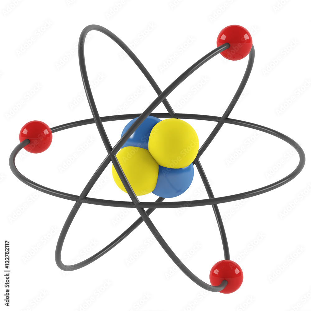 Atom model on the white background. 3D rendering Stock Illustration | Adobe  Stock