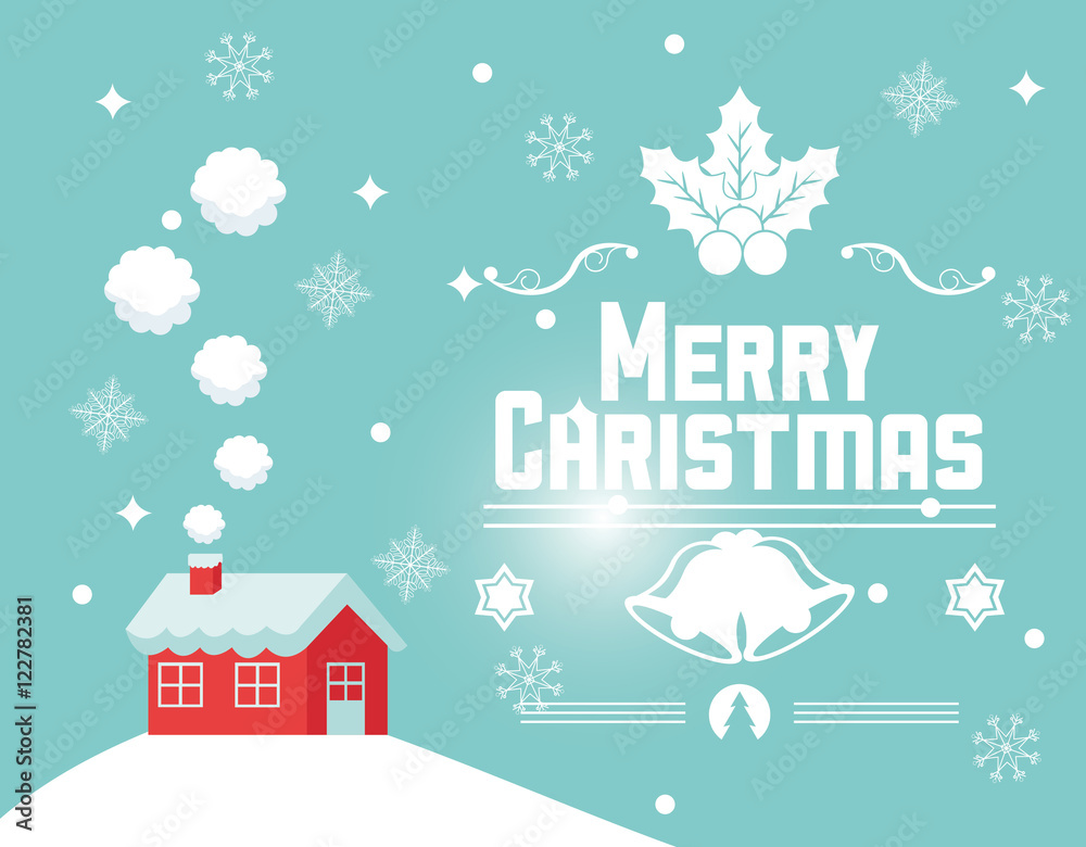 House and snowflakes icon. Merry Christmas season celebration and decoration theme. Colorful design. Vector illustration