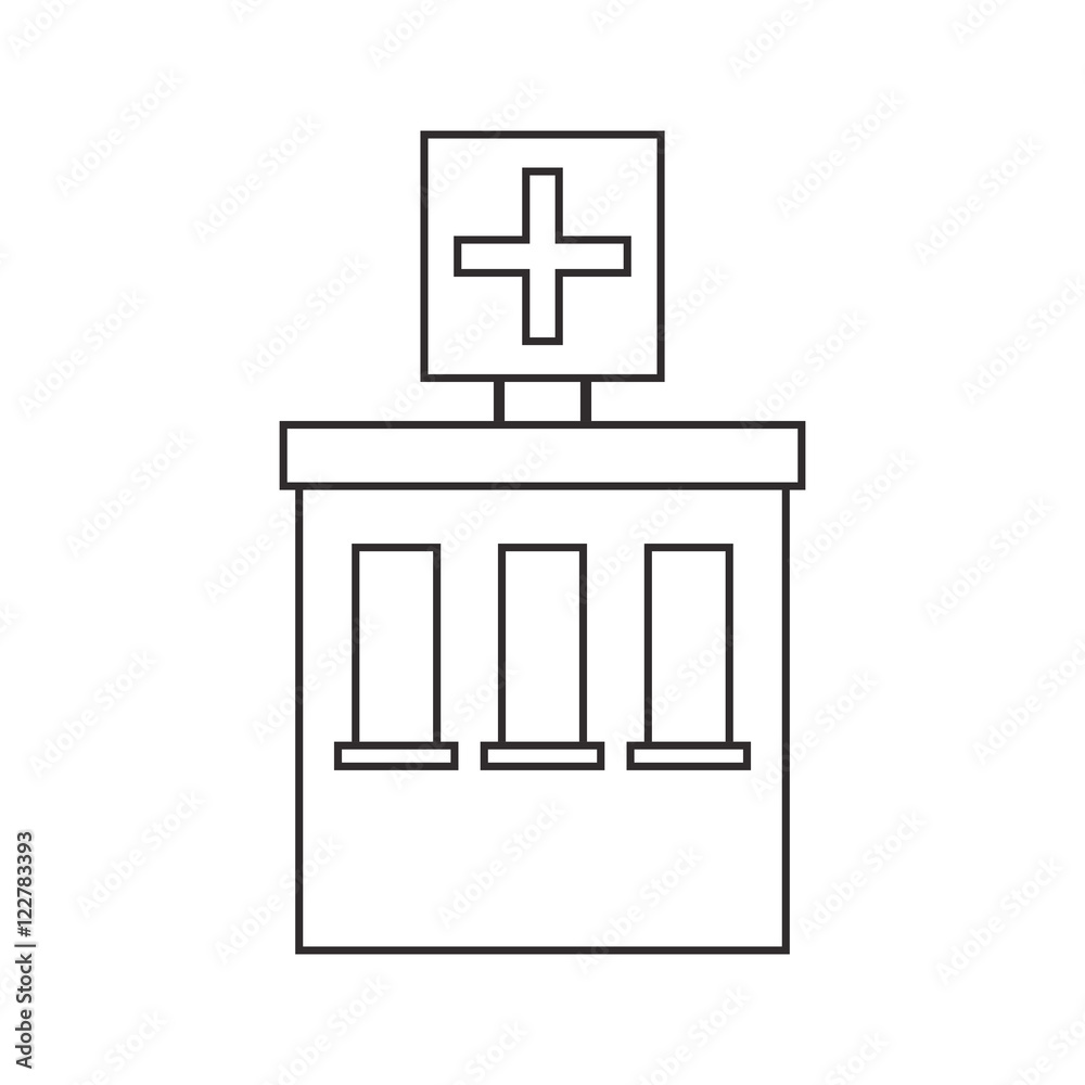 Hospital building icon. Medical and health care theme. Isolated and silhouette design. Vector illustration Hospital building icon. Medical and health care theme. Isolated and silhouette design. Vector illustration