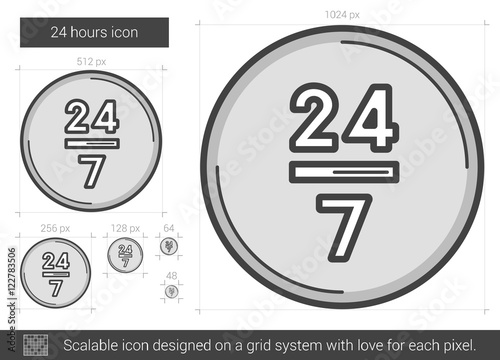 Twenty four hours line icon.