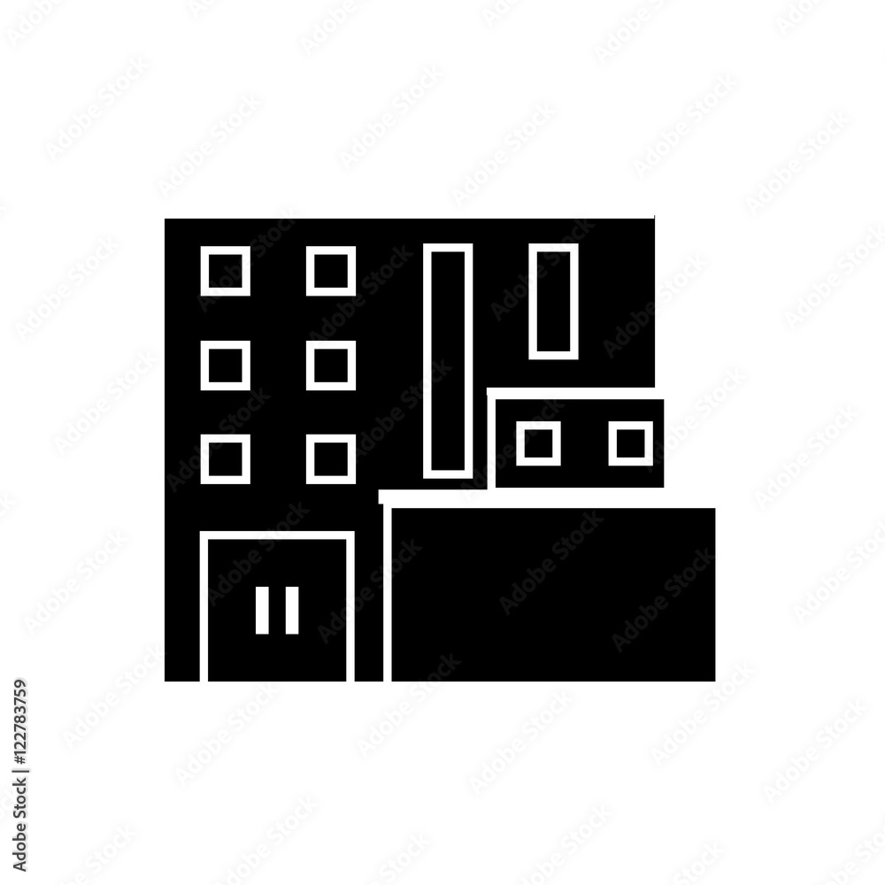 Building with windows icon. Architecture city and urban theme. Isolated and silhouette design. Vector illustration Building with windows icon. Architecture city and urban theme. Isolated and silhouette design. Vector illustration