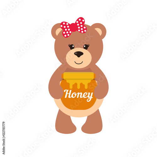 cartoon bear with honey and bow