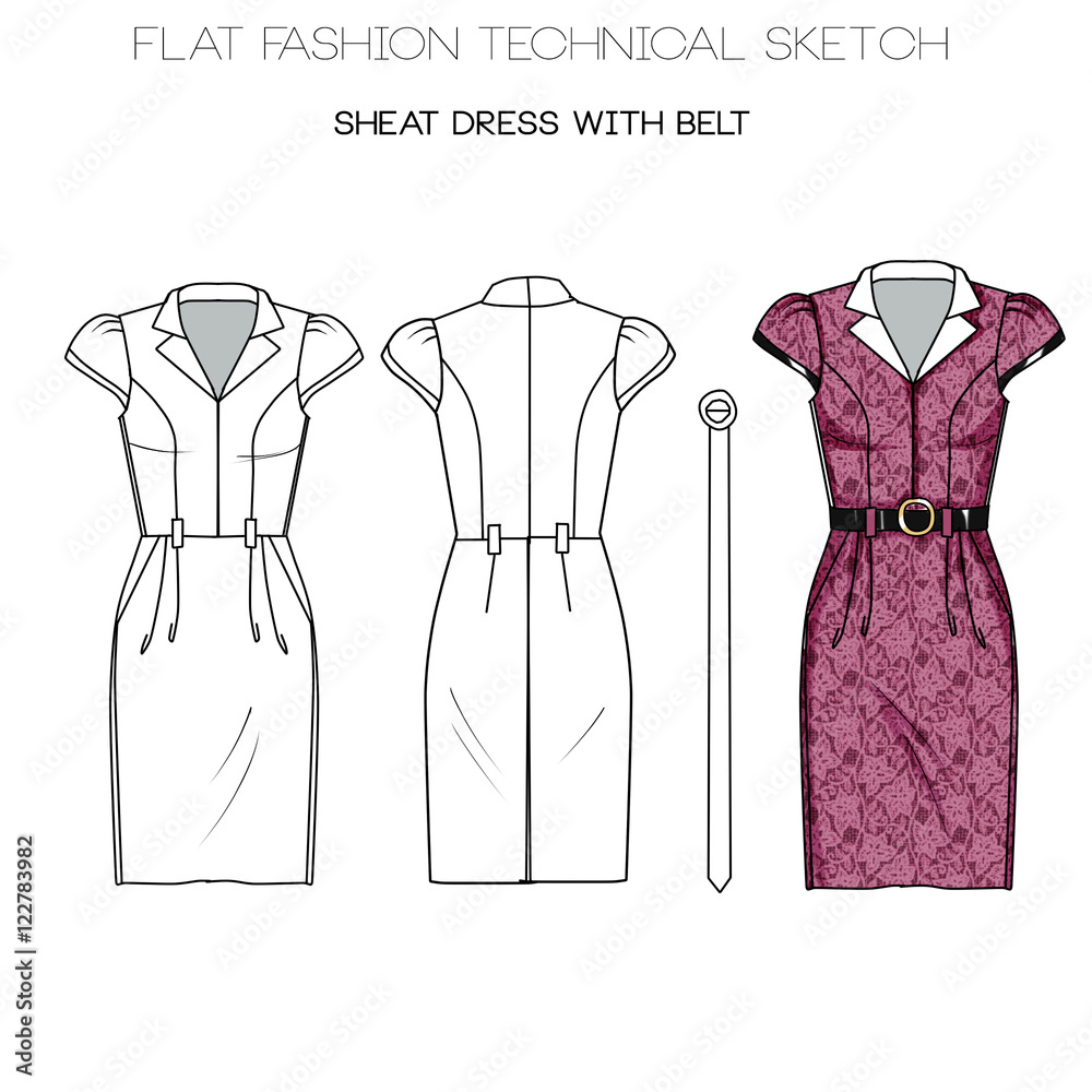 flat sketch fashion template woman dress Stock Illustration Adobe Stock