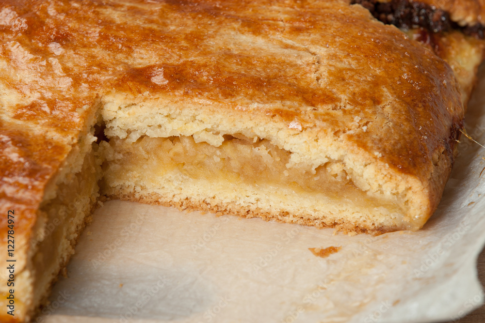 Homebaked Pie With Apple And Chocolate Parts. Homebaked Pie With Apple And Chocolate Parts.
