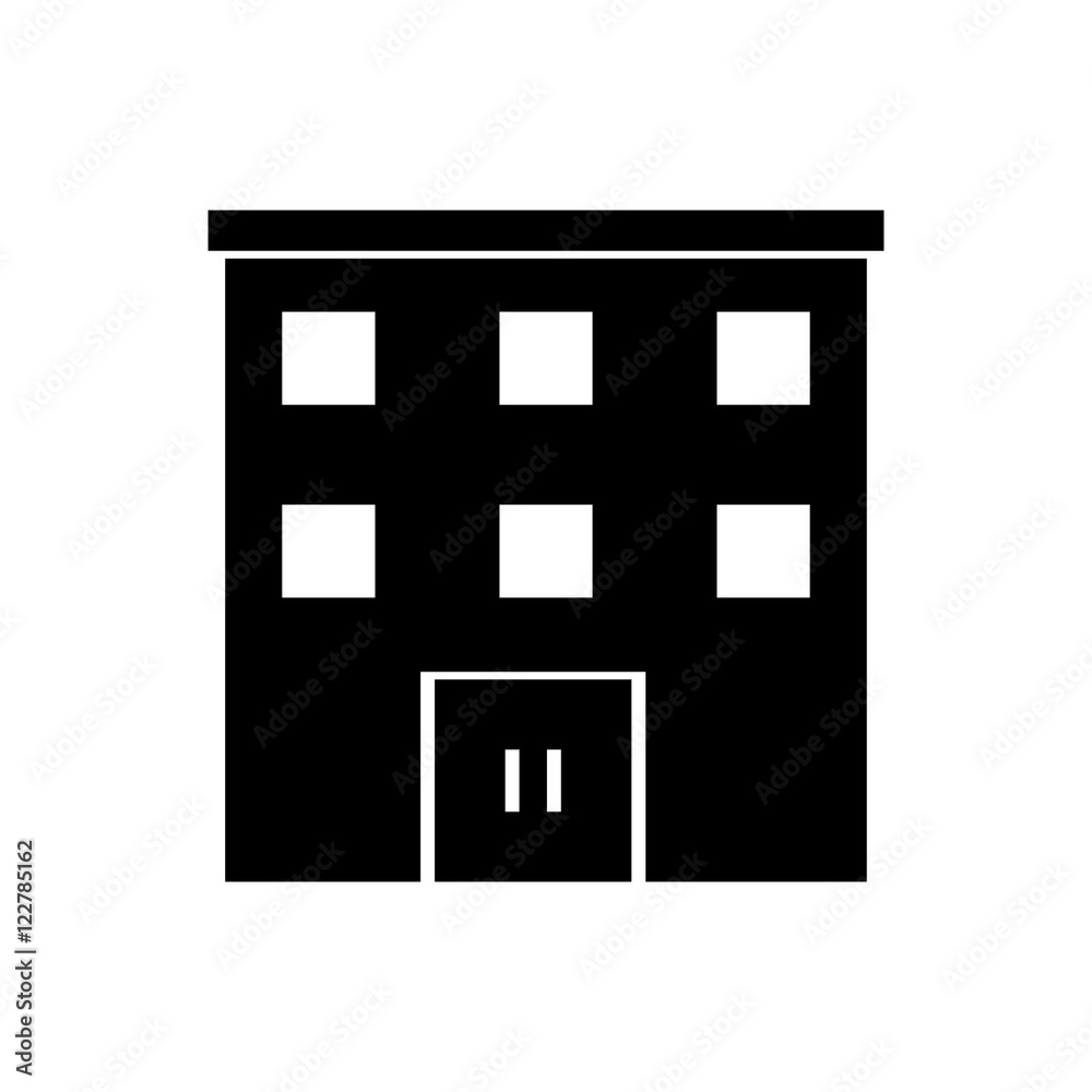 Building with windows icon. Architecture city and urban theme. Isolated and silhouette design. Vector illustration Building with windows icon. Architecture city and urban theme. Isolated and silhouette design. Vector illustration