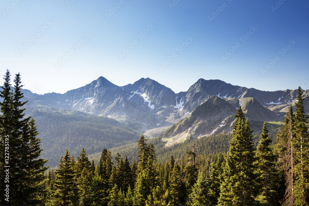 Scenic view of mountains against clear sky Scenic view of mountains against clear sky