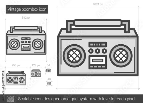Vintage boombox line icon.