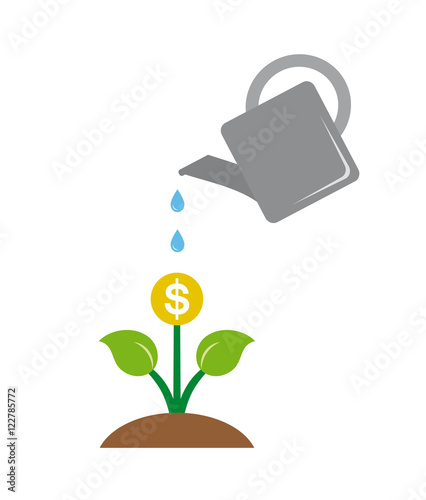 Watering money business concept
