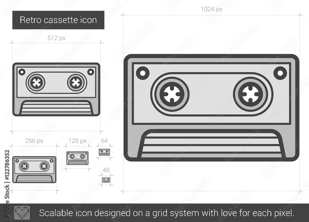 Obraz premium Retro cassette line icon.