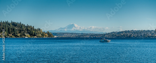 Mount Rainier And Boat