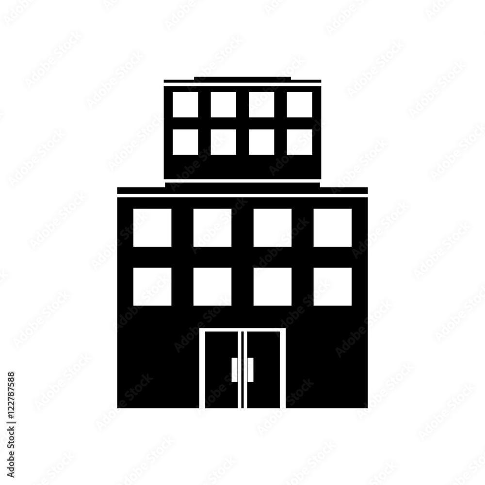 Building with windows icon. Architecture city and urban theme. Isolated and silhouette design. Vector illustration Building with windows icon. Architecture city and urban theme. Isolated and silhouette design. Vector illustration