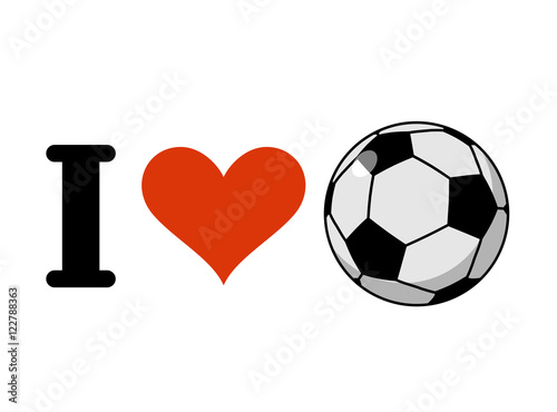 I love soccer. Heart and ball. Logo for sports fans of football