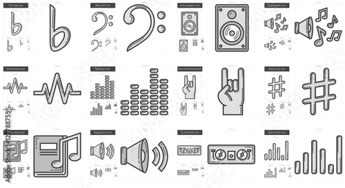 Music line icon set.