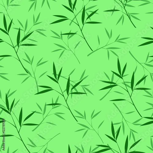 Vector seamless bamboo leaves pattern