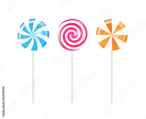 Realistic Sweet Lollipop Candy Background. Vector Illustration