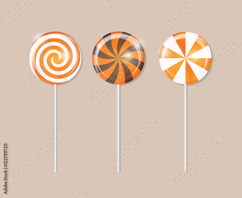 Realistic Sweet Lollipop Candy Background. Vector Illustration