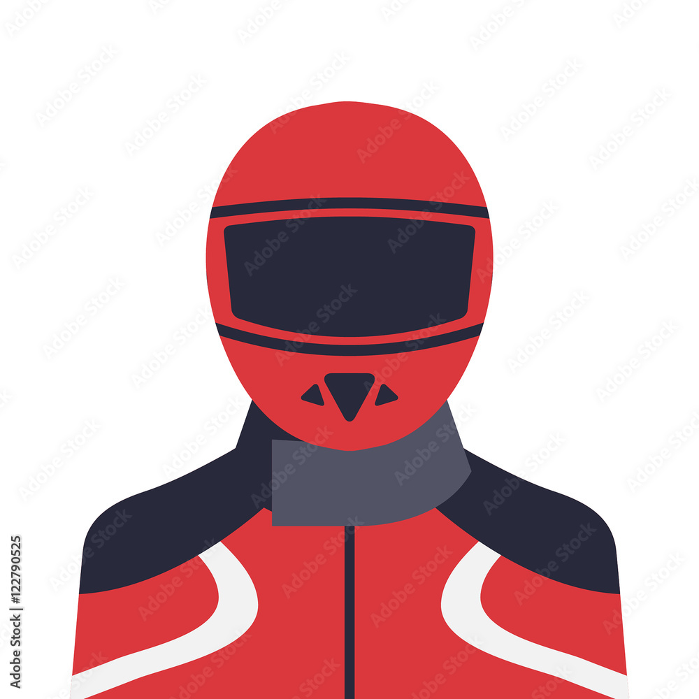 Motorcyclist flat icon on isolated white transparent background.	