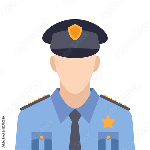 Police flat icon on isolated white transparent background.	