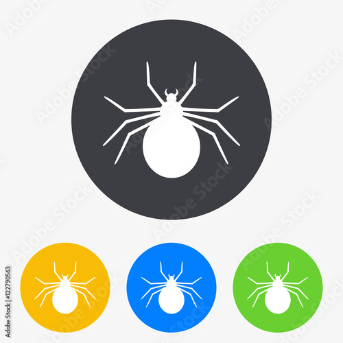 Icono plano araña en circulo varios colores