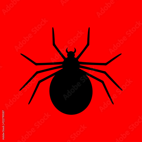 Icono plano araña sobre fondo rojo