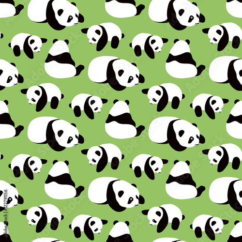 Fototapeta Naklejka Na Ścianę i Meble -  Panda bear vector background. Seamless pattern with cartoon panda.
