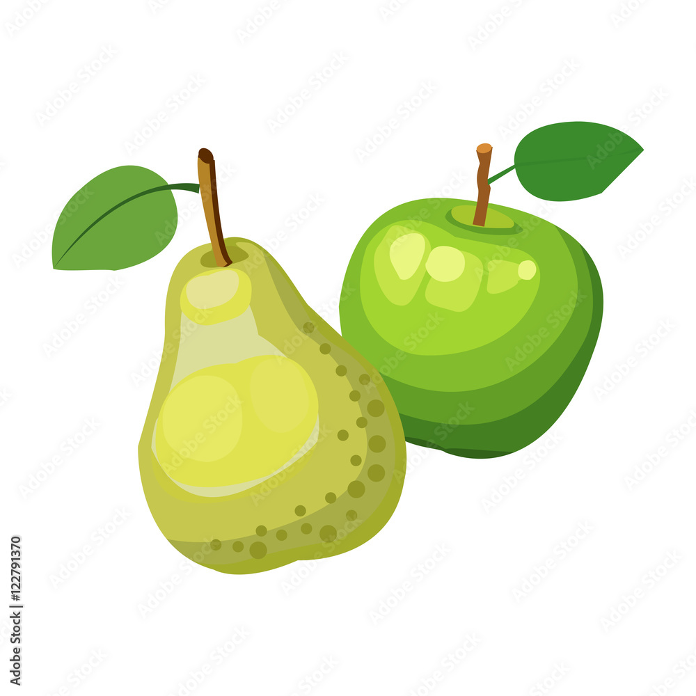 Green Apple and pear , vector illustration on white background Stock ...