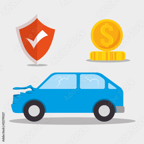 car crash insurance service. colorful design. vector illustration