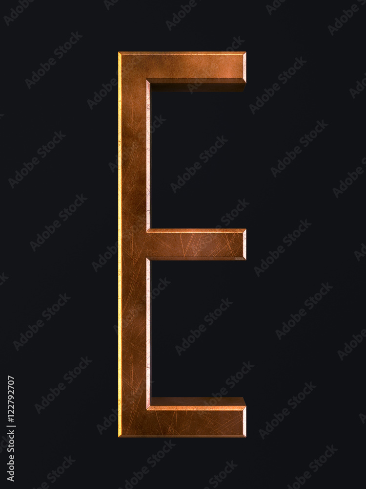 Golden scratch alphabet letter symbol E Golden scratch alphabet letter symbol E