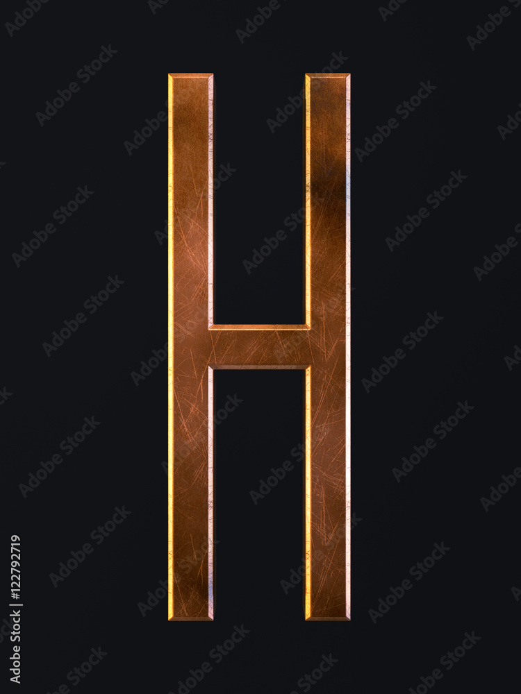 Golden scratch alphabet letter symbol H Golden scratch alphabet letter symbol H