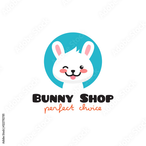 Vector cartoon rabbit mascot logo © trapezoid13