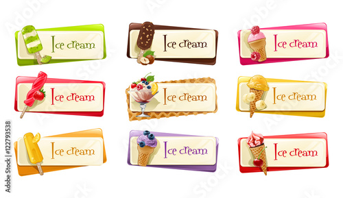 Vector set of banners with ice cream