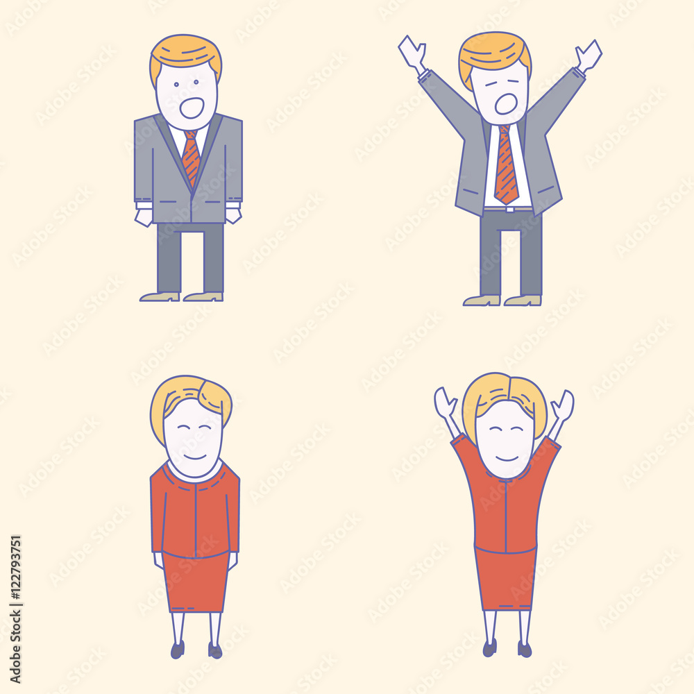 USA election candidates characters illustration USA election candidates characters illustration
