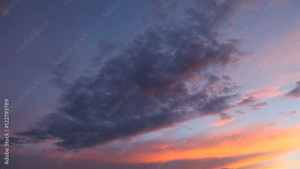 Time lapse clip of fluffy clouds over sunset sky. Beautiful cloudscape. Time lapse clip of fluffy clouds over sunset sky. Beautiful cloudscape.