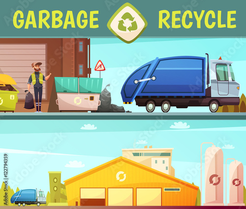 Garbage Recycling Company 2 Cartoon Banners