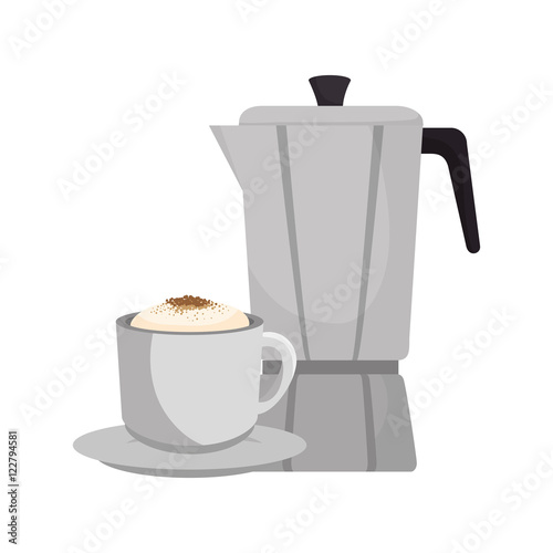 hot mug and coffee pot kitchen utensil.  vector illustration