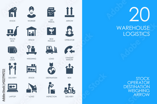 Set of BLUE HAMSTER Library warehouse logistics icons