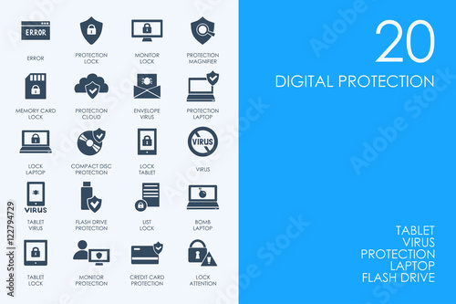 Set of BLUE HAMSTER Library digital protection icons