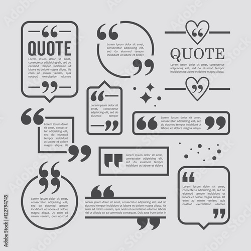 Modern block quote and pull quote line frame design elements. Cr