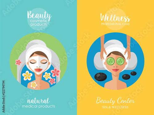 Beauty salon and wellness center concept. Face mask and beauty t