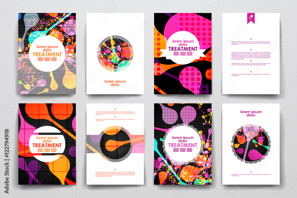 Fototapeta premium Set of brochure, poster design templates in DNA molecule style