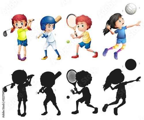 Boys and girls doing sports
