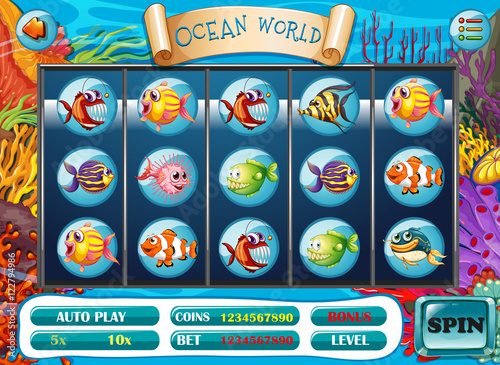 Slot game template with fish characters