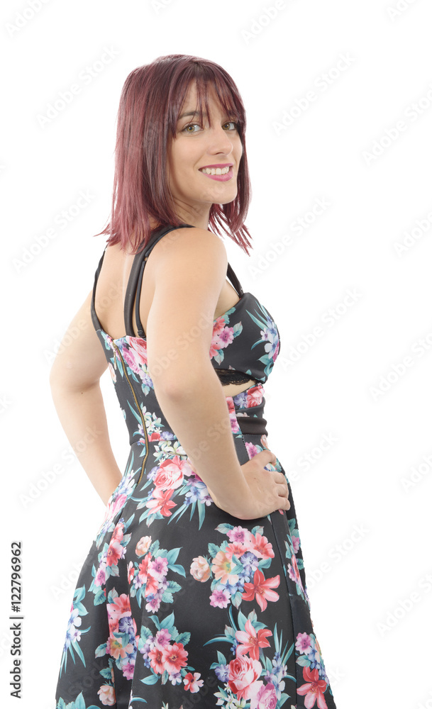beautiful young woman with a floral dress beautiful young woman with a floral dress