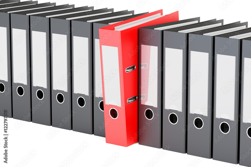 row from ring binders, 3D rendering row from ring binders, 3D rendering