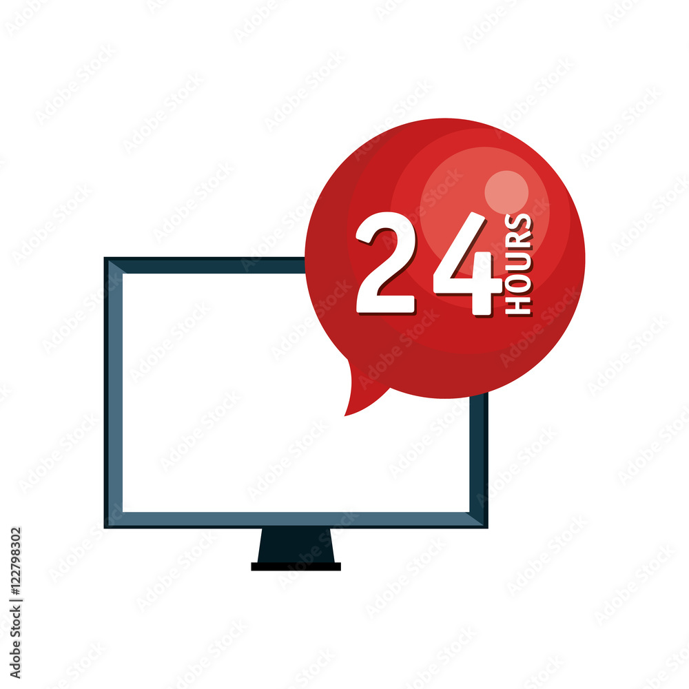 screen monitor computer device with support center icon. vector illustration