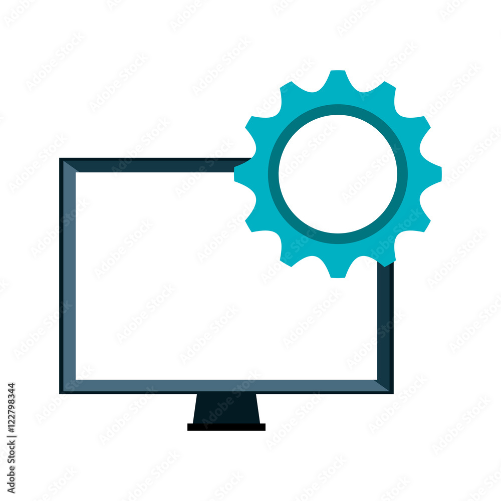 screen monitor computer device with gear wheel icon. vector illustration screen monitor computer device with gear wheel icon. vector illustration