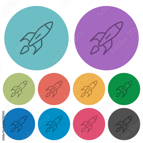 Color launched rocket flat icons