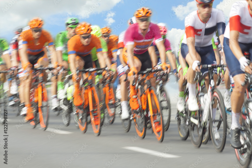 Fototapeta premium Racing Cyclists, Motion Blur
