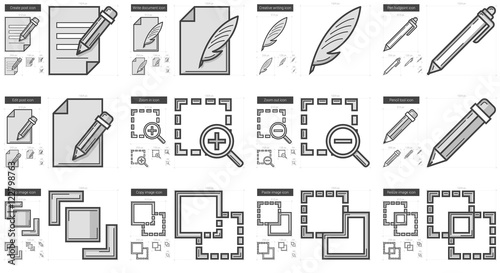 Content Edition line icon set.