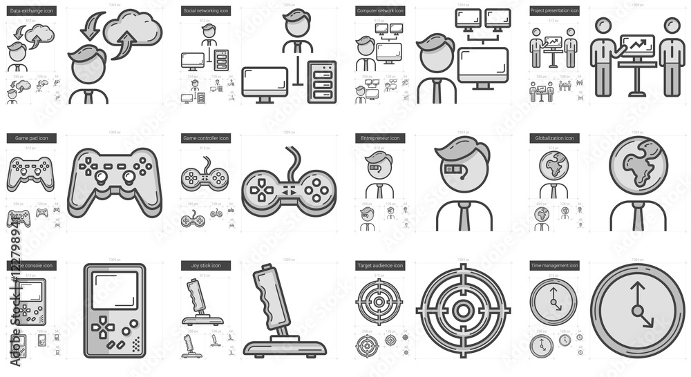 Fototapeta premium Hi-Tech line icon set.